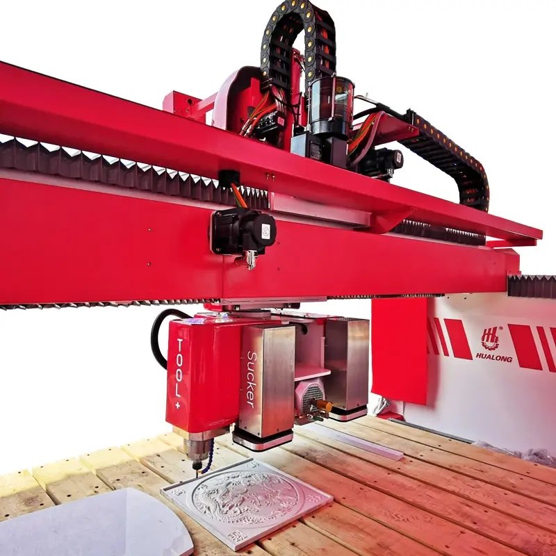 HUALONG Auto 5 Aixs Stone Cutting Machine Quartz Granite Marble Bridge Saw Cutting Machine Stone CNC Cutter