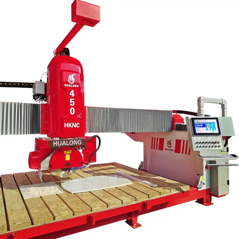 HUALONG Auto 5 Aixs Stone Cutting Machine Quartz Granite Marble Bridge Saw Cutting Machine Stone CNC Cutter