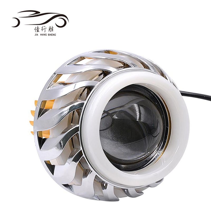 Wholesale Flashing Motorcycle Headlight 12-85V 3600lm Led Projector Lens Dual Color Halo Angel Devil Eye Spot Motos Spotlight