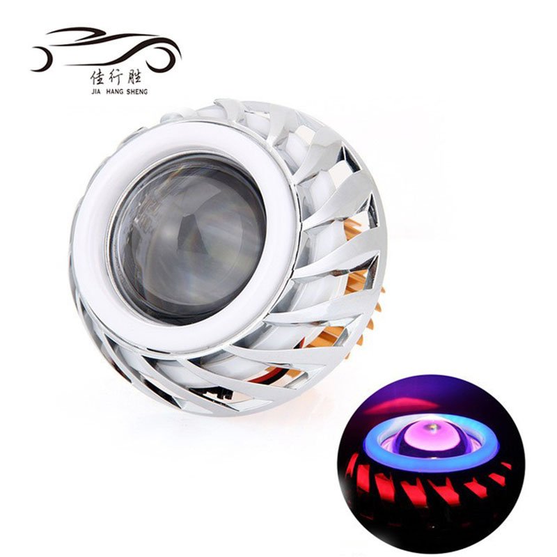 Wholesale Flashing Motorcycle Headlight 12-85V 3600lm Led Projector Lens Dual Color Halo Angel Devil Eye Spot Motos Spotlight