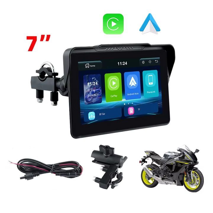 EKIY 7 Inch Portable Carplay Motorcycle Wireless CarPlay Android Auto Screen Motorcycle Navigation Motorcycle Wireless