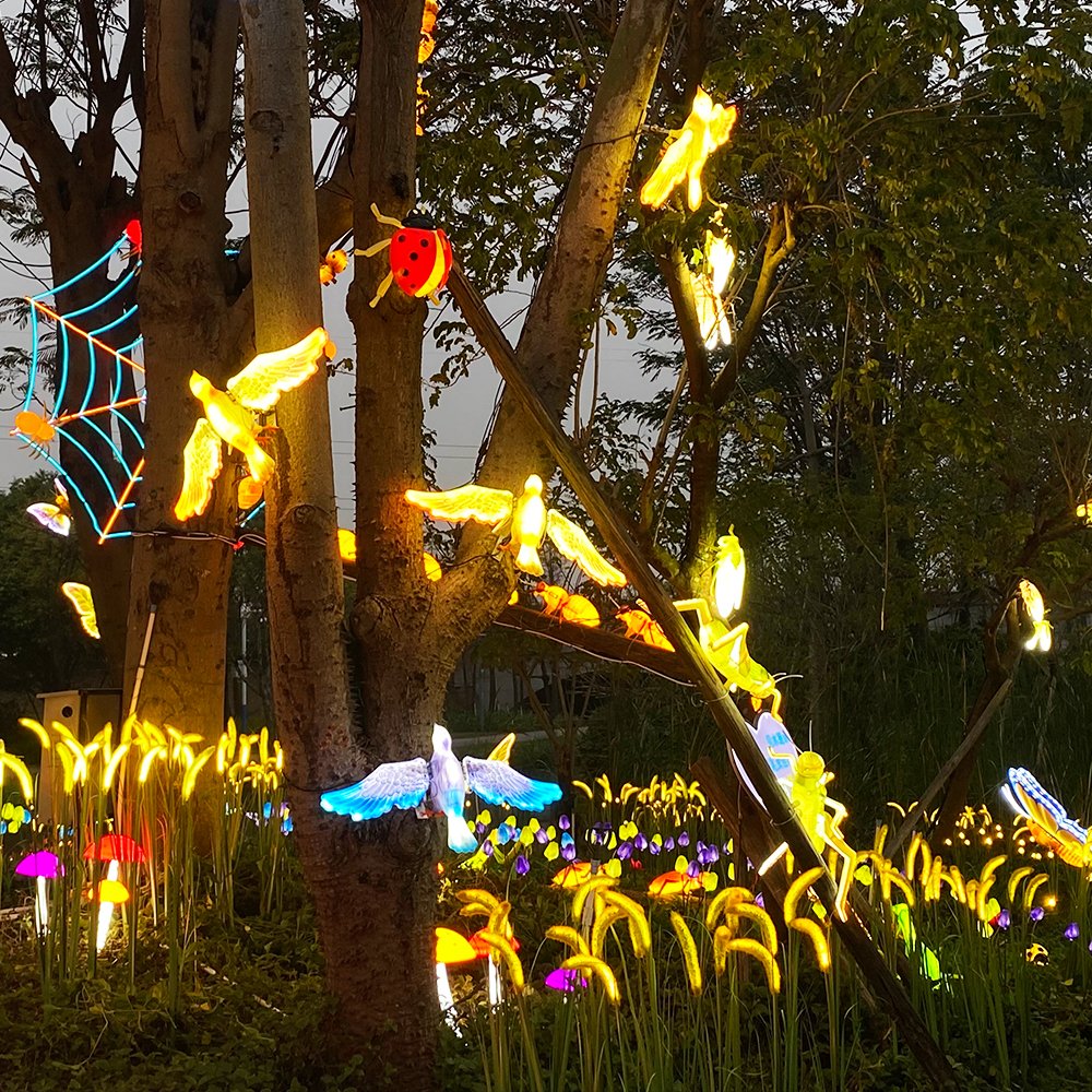 18W Outdoor LED Bird Light Demountable Colorful Realistic Design Landscape Christmas Festival Decorations Halloween