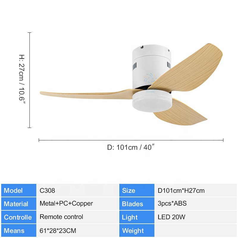 C308 40 Inch Wood Ceiling Fan with Light VENTILADOR FLY AGOTADO DC APP CONTROL Patent Payment