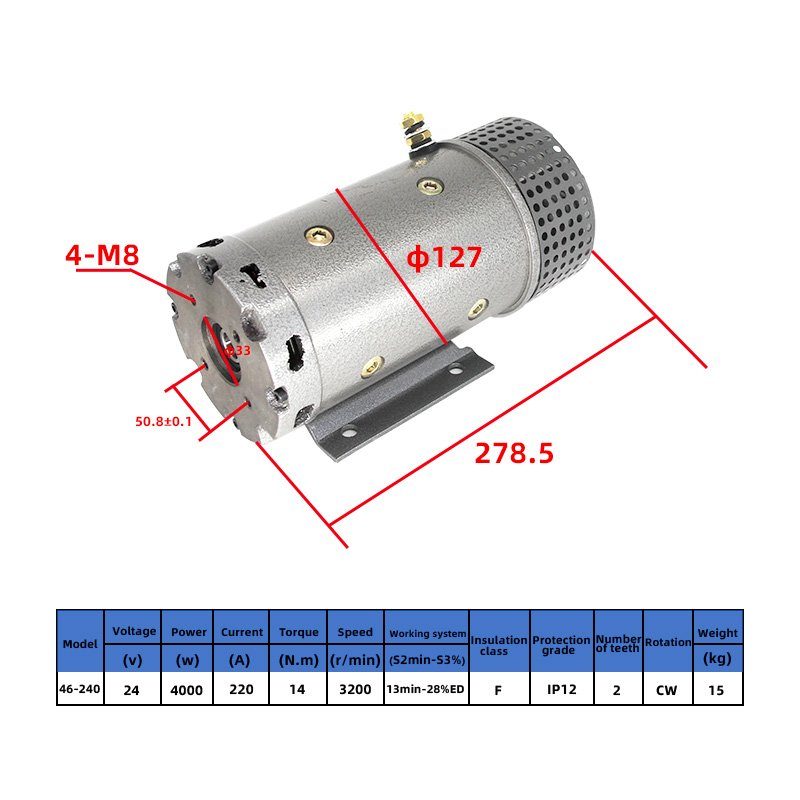 24V DC Motor Hydraulic Brush DC Motor for Snowplow