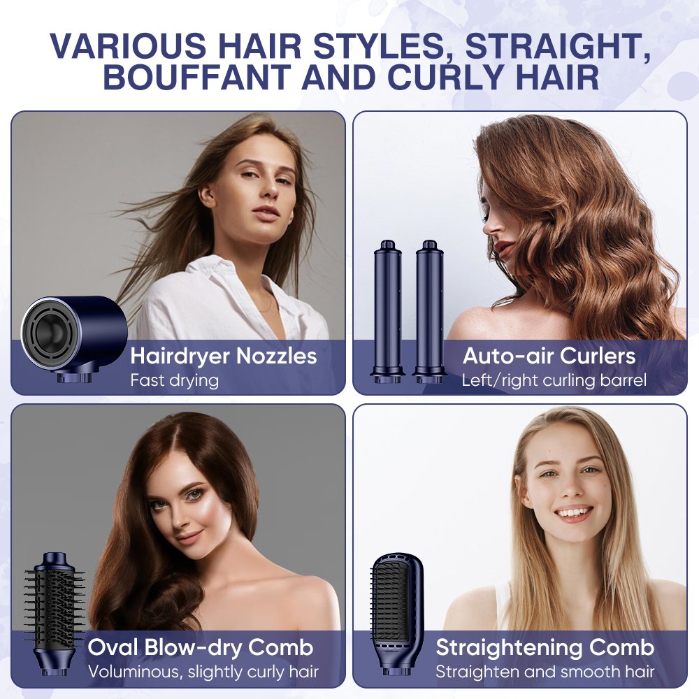Multistyler 5 in 1 Hair Stying Tools Professional Hair Straightener Curler Ionic Hair Dryer Hot Air Brush Set for Home Salon