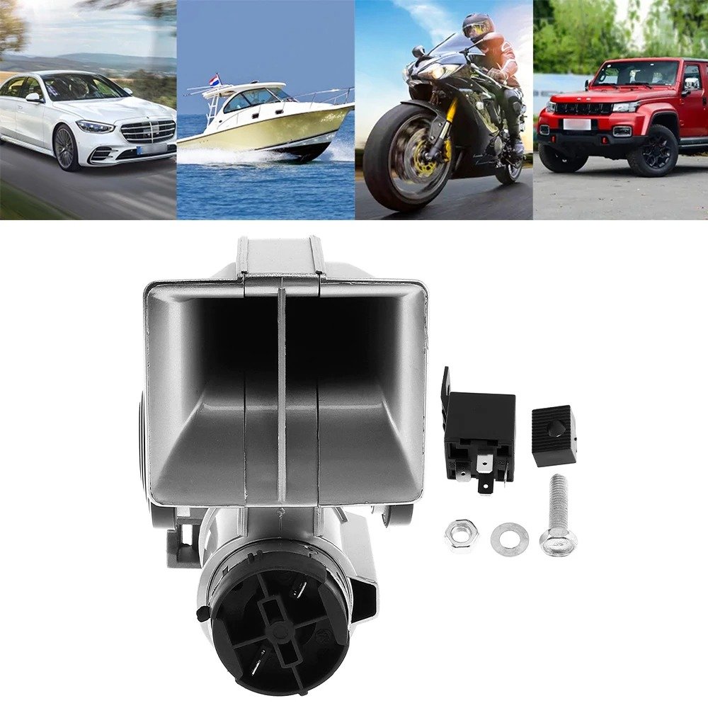FARBIN Snail Air Horn With Compressor Relay Harness 12V 150db Super Loud Dual Tone Car Horn for Truck Motorcycle Car Accessory