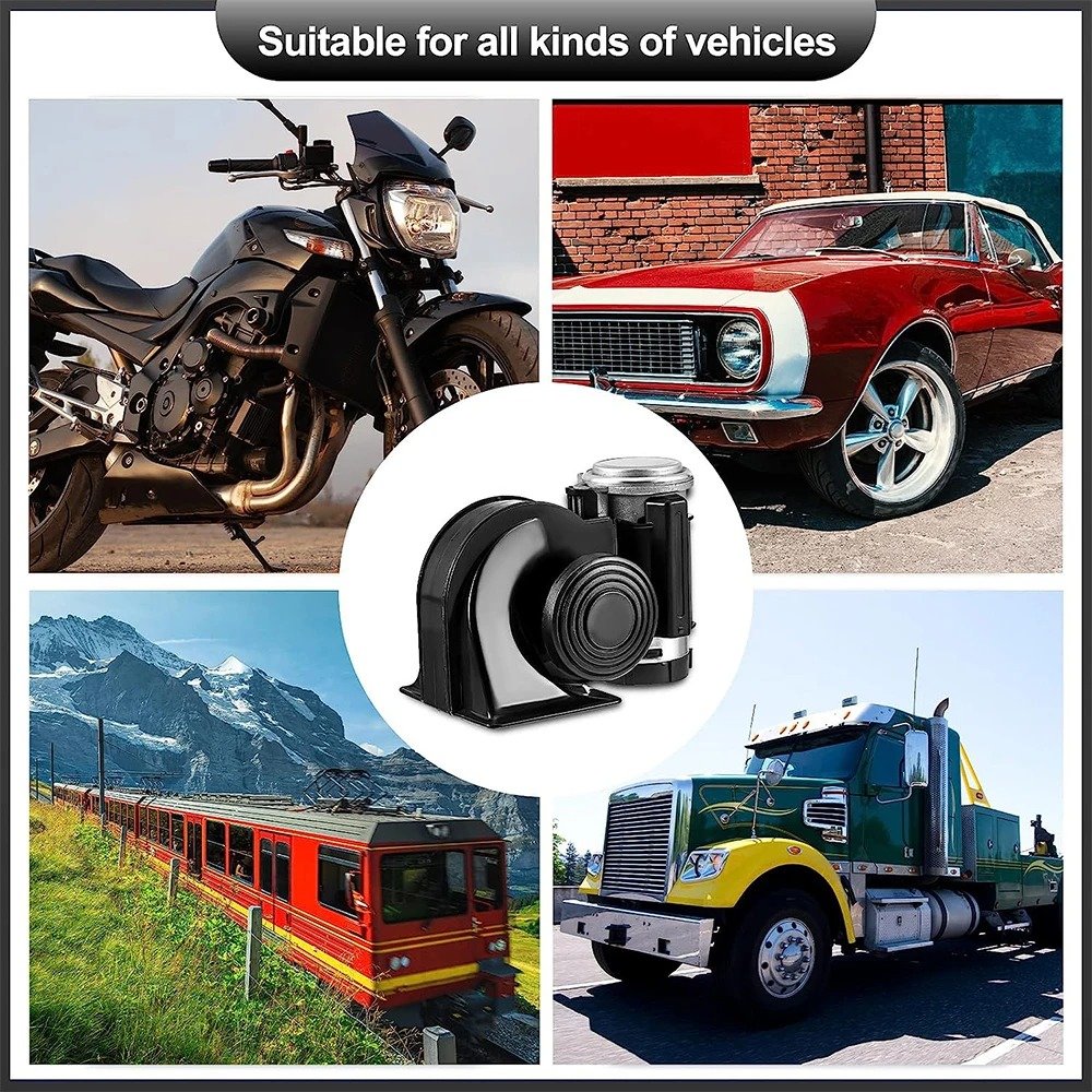 FARBIN Snail Air Horn With Compressor Relay Harness 12V 150db Super Loud Dual Tone Car Horn for Truck Motorcycle Car Accessory