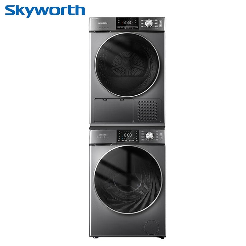 SKYWORTH Factory OEM 7 8 9 10 KG 12 KG 2 in 1 Hotel Hospital Double Washing Machine Washer Dryer and Drying Machines Combo
