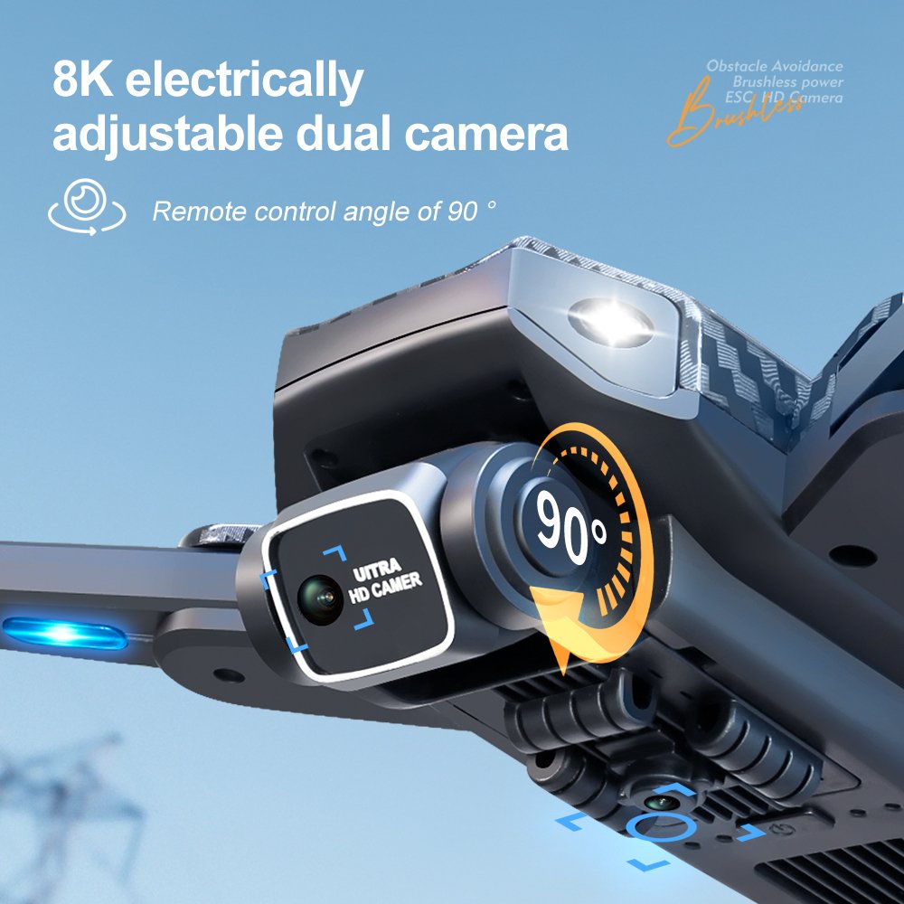 Professional V162 8K HD Dual Camera Mini FPV Obstacle Avoidance LED Brushless Beginner Delivery 2.4G for Kids Outdoor Flying