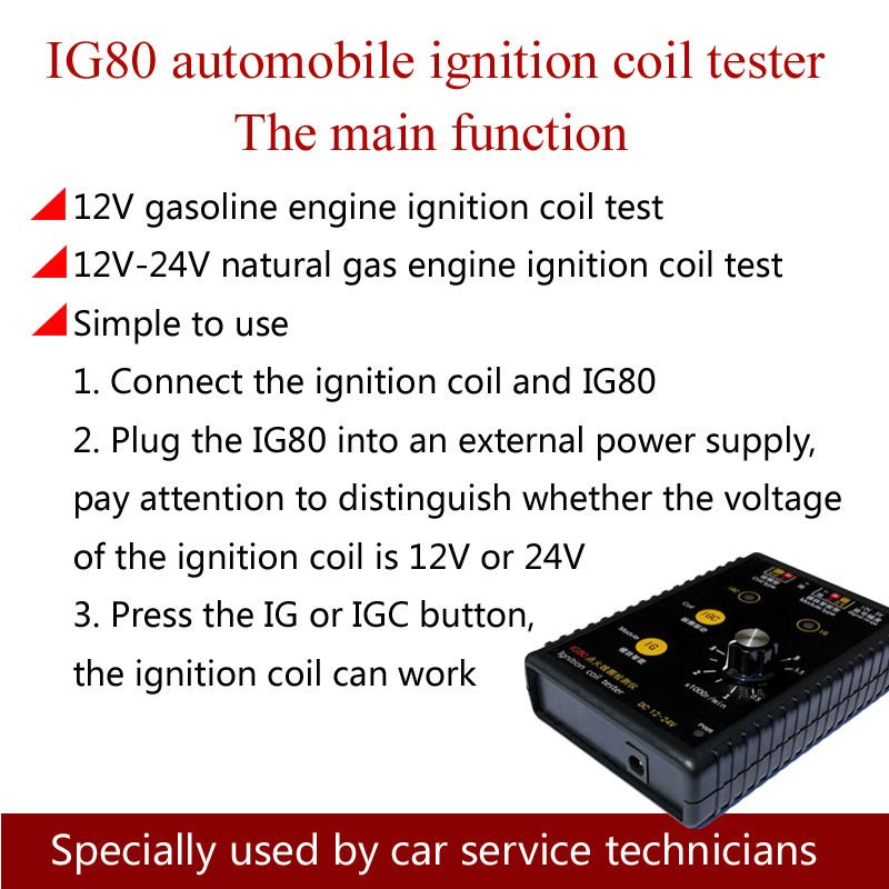 IG80 Car Automobile Motorcycle Ignition Coil Diagnostic Tester Actuator Fault Detector Solenoid Valves Injector Tester