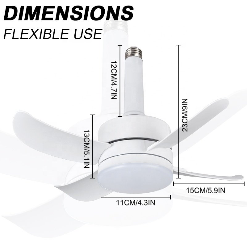 New Remote Control Electric Fan Light E27 Screw Mouth Three Color Dimming Household Led Fan Light Socket Fan Light