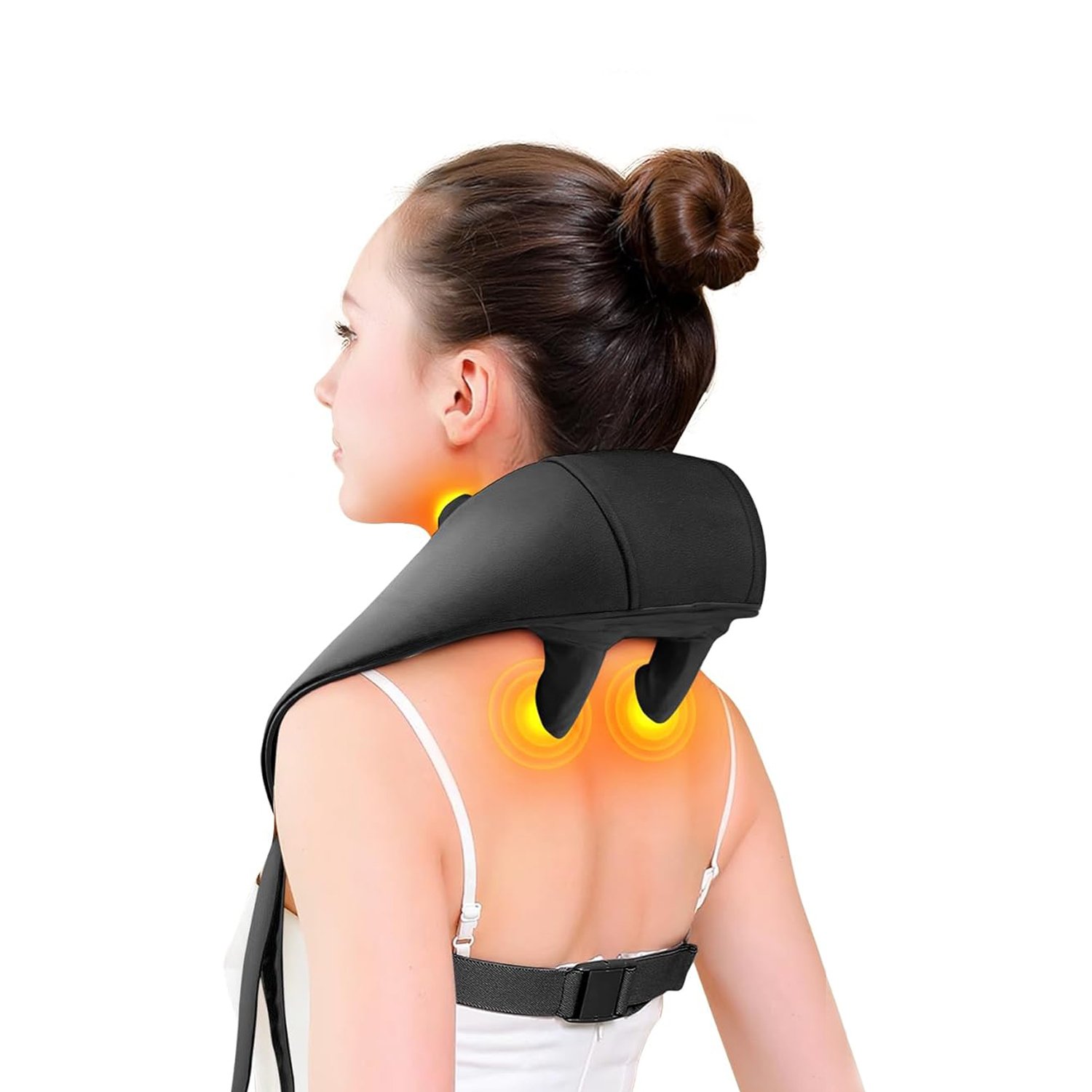 Rechargeable Cordless Deep Tissue Electric 6D Kneading Neck and Shoulder Massager with Heating for Pain Relief