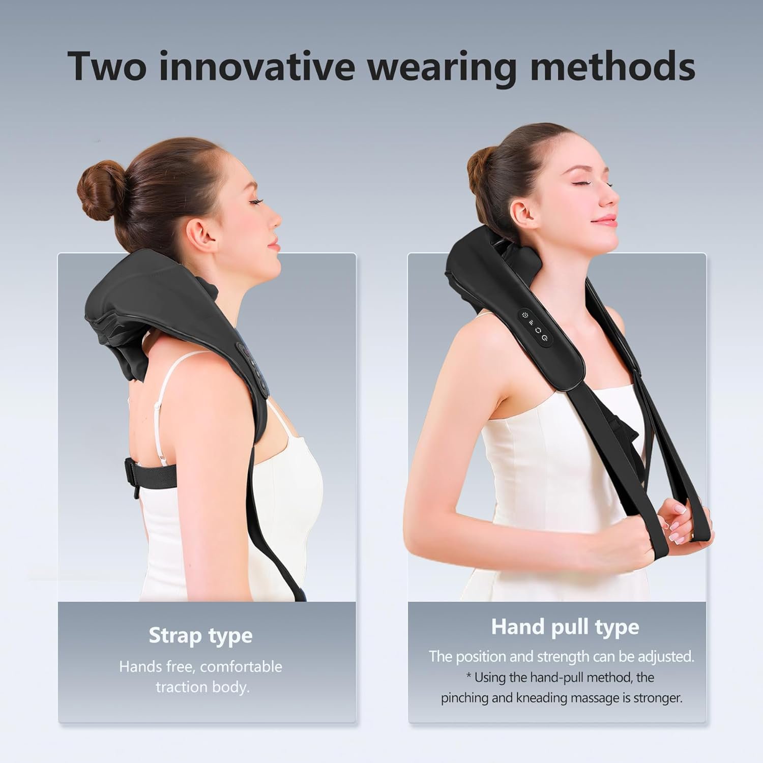 Rechargeable Cordless Deep Tissue Electric 6D Kneading Neck and Shoulder Massager with Heating for Pain Relief