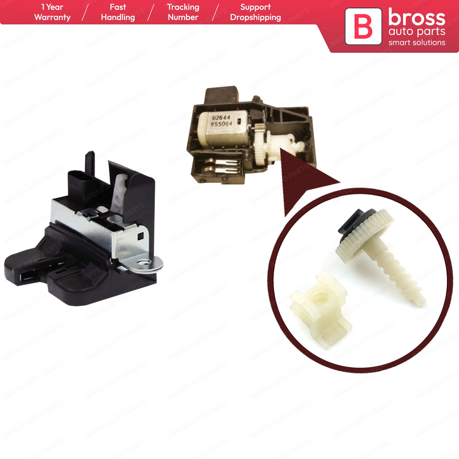 BDP922 Rear Trunk Boot Tailgate Lock Lid Latch Motor Gear Repair Set 1T0827505 Teeth Number 36 Diameter 21.40 mm Length 33.67 mm
