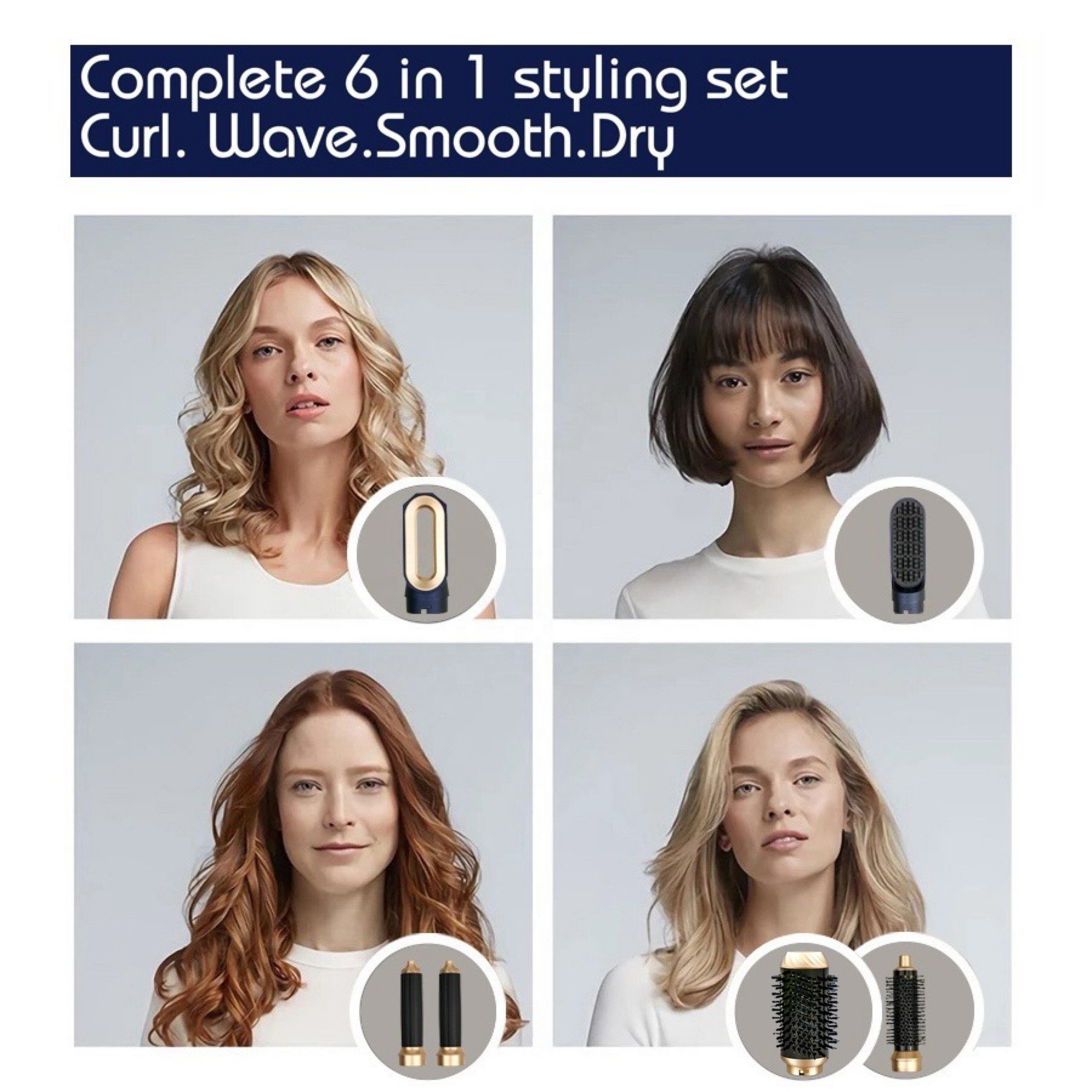 6 in 1 Multi Hair Styler Hot Air Curling Iron Coanda Styler 110V 1000W Multifunctional Hair Styling Tool 6 in 1 Multi Styler