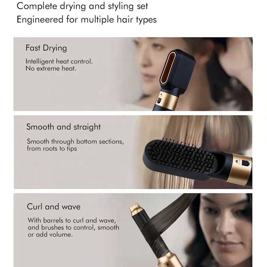 6 in 1 Multi Hair Styler Hot Air Curling Iron Coanda Styler 110V 1000W Multifunctional Hair Styling Tool 6 in 1 Multi Styler