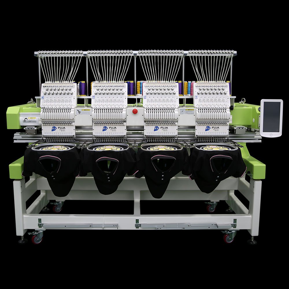 FUJA Four Head Embroidery Machine Computerized 15 Needles 4 Heads Embroidery Machine for Cap and T Shirt