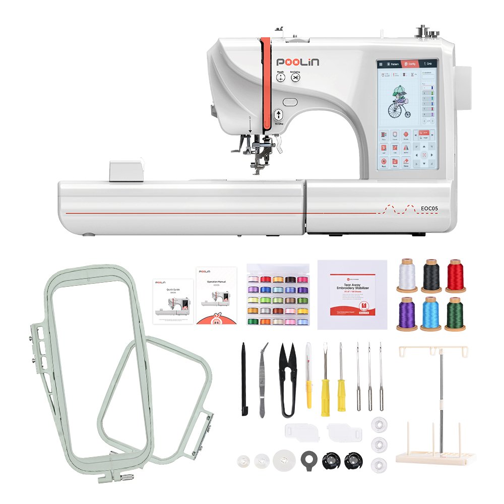 EOC05 Beginners Automatic Computerized Touchscreen Small Mini Embroidery Machine for Household Machine Embroidery