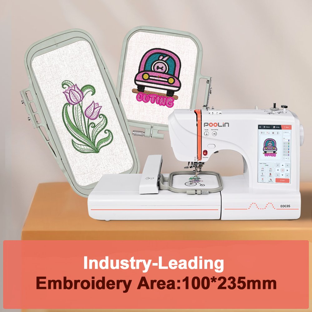 EOC05 Beginners Automatic Computerized Touchscreen Small Mini Embroidery Machine for Household Machine Embroidery