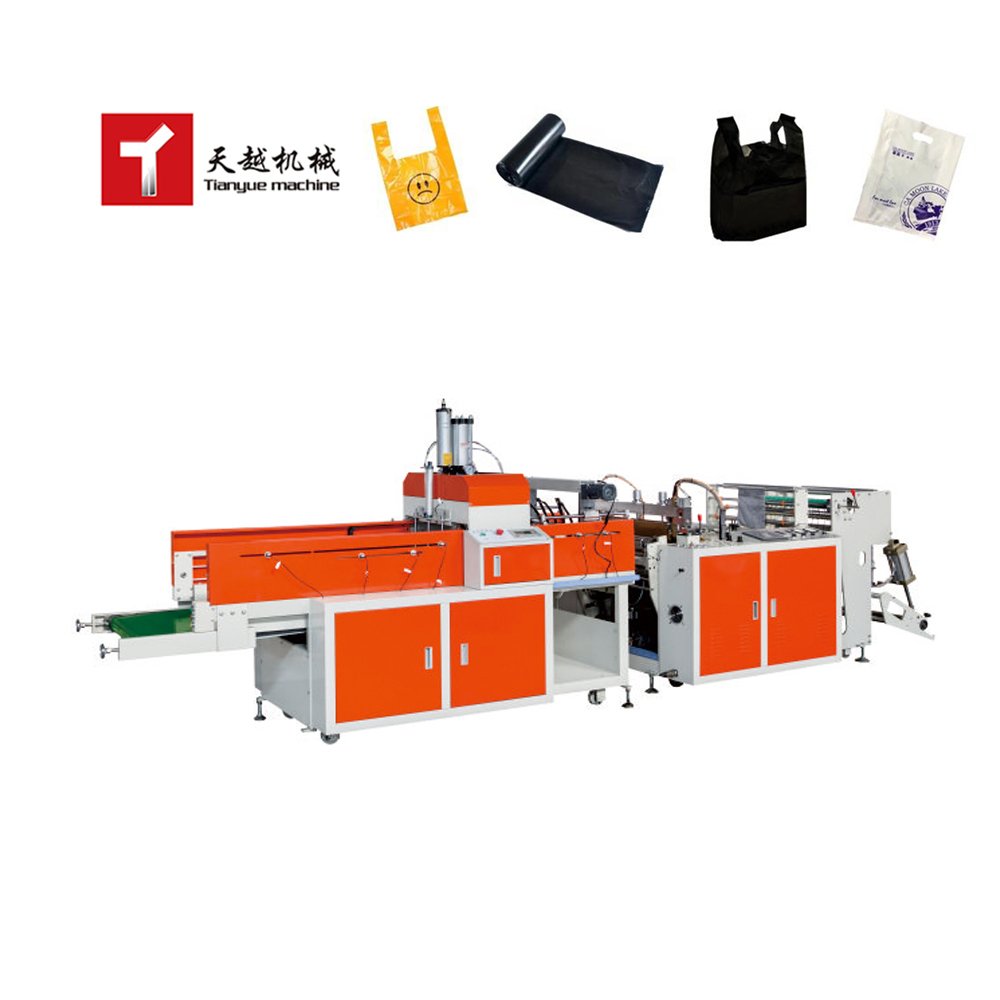 Tianyue China Taiwan Biodegradable Shopping PP PE Plastic Bag Making Machine Fully Automatic Plastic T-Shirt Bag Making Machine