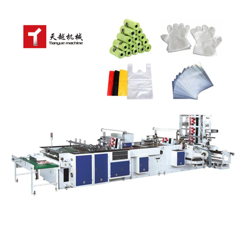 Tianyue China Taiwan Biodegradable Shopping PP PE Plastic Bag Making Machine Fully Automatic Plastic T-Shirt Bag Making Machine