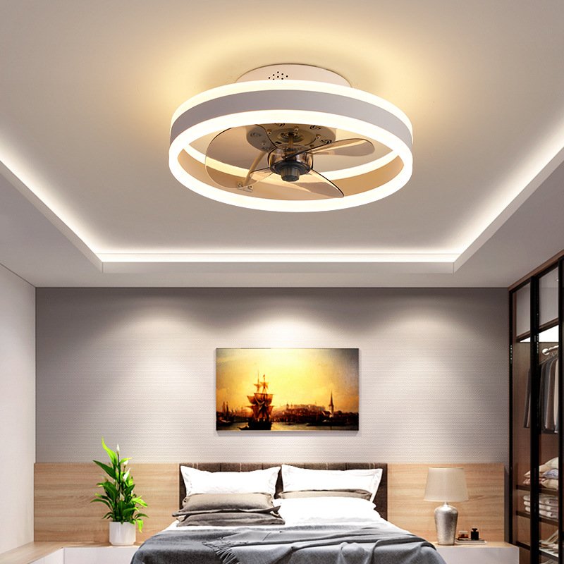 2025 Invisible LED Ceiling Fan Copper Motor 90 ABS Plastic Ultra-quiet Wind Luxury with Led Light, Pure 10 Black Remote Control
