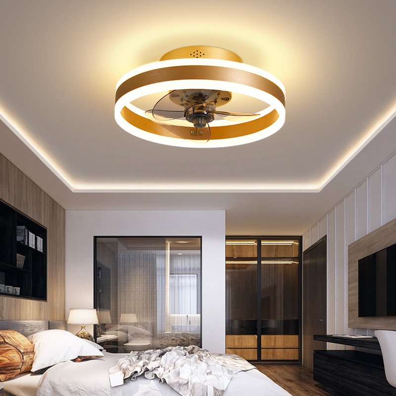 2025 Invisible LED Ceiling Fan Copper Motor 90 ABS Plastic Ultra-quiet Wind Luxury with Led Light, Pure 10 Black Remote Control