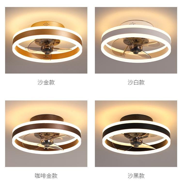 2025 Invisible LED Ceiling Fan Copper Motor 90 ABS Plastic Ultra-quiet Wind Luxury with Led Light, Pure 10 Black Remote Control