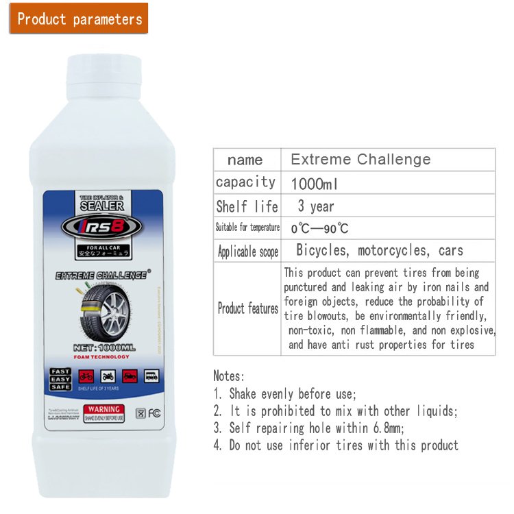 OEM IRS8 1000ML Car Care Motorcycle Bicycle Auto Tire Repair Puncture Liquid Tire Sealant