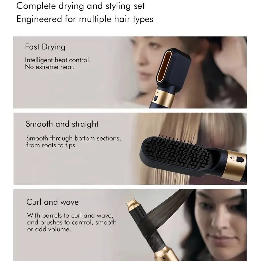 Multi Styler for Straight Wavy Curly and Coily Hair Includes 2 Curlers to Curl in Different Directions 5 in 1 Hair Tools
