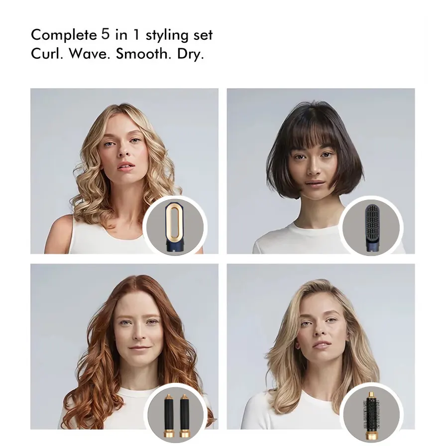 Multi Styler for Straight Wavy Curly and Coily Hair Includes 2 Curlers to Curl in Different Directions 5 in 1 Hair Tools