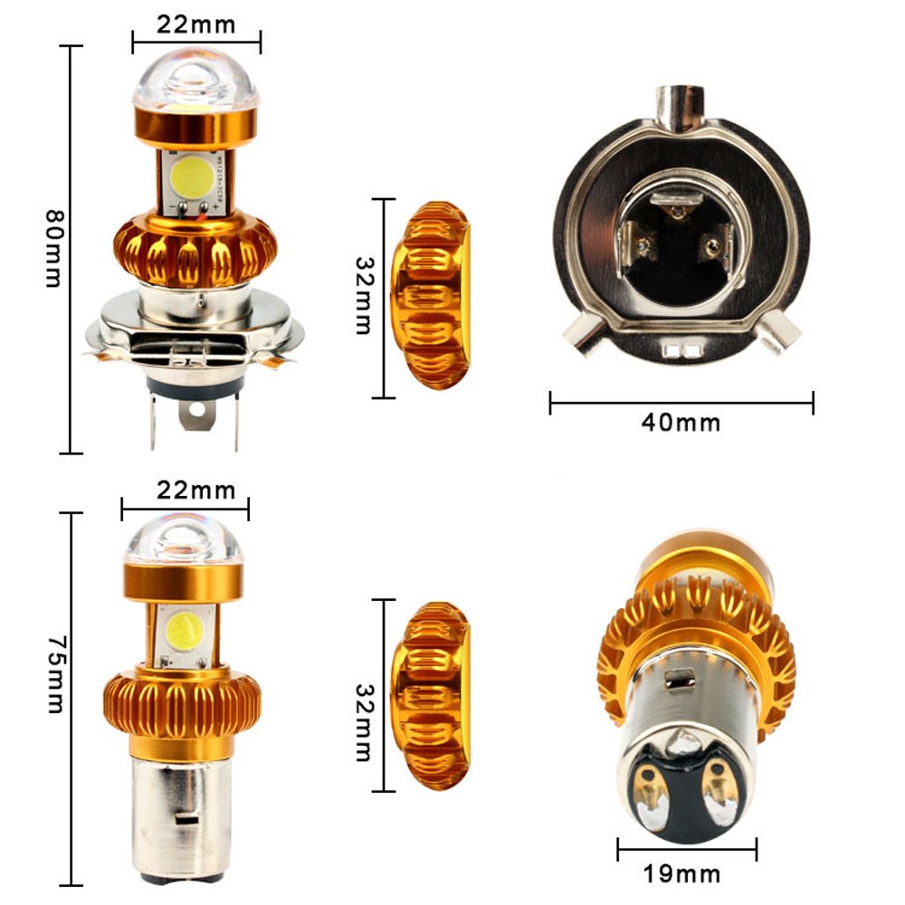 Customization Motorcycle Headlight H4 BA20D P15D COB 12V LED High/Low Beam Led Bulb 2400LM Super Bright Autobike Fog Lamp