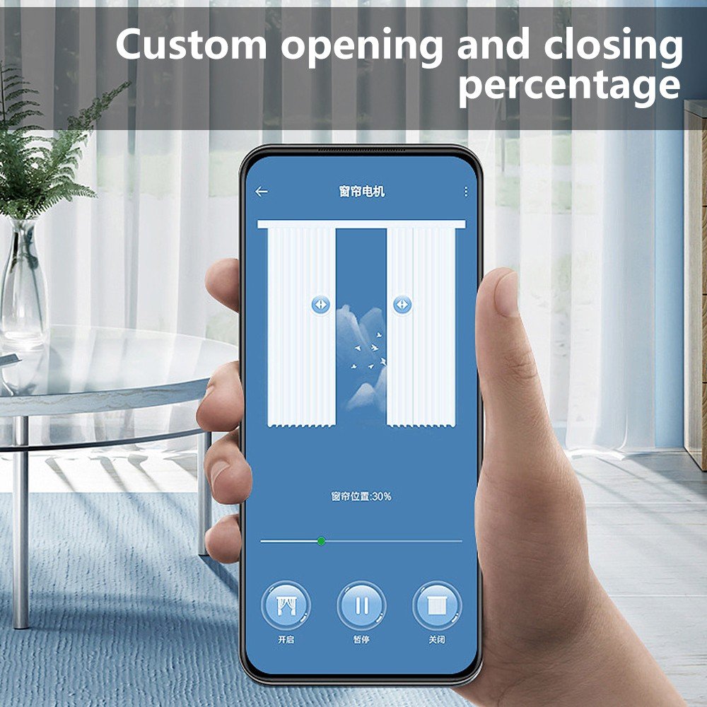 Bingelec Auto Position Wireless Motorized Curtain Motor and Track for Smart Home