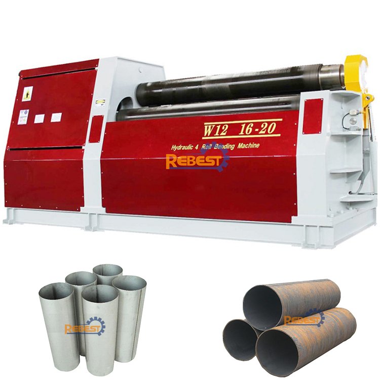 W12 Full-Auto Type 4 Rollers Plate Roll Bending Machine Rolling Machine for 25mm 30mm 35mm 40mm 50mm 60mm 80mmThickness Sheet