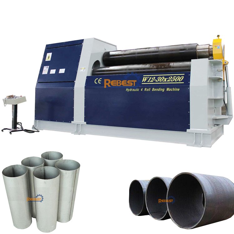 W12 Full-Auto Type 4 Rollers Plate Roll Bending Machine Rolling Machine for 25mm 30mm 35mm 40mm 50mm 60mm 80mmThickness Sheet