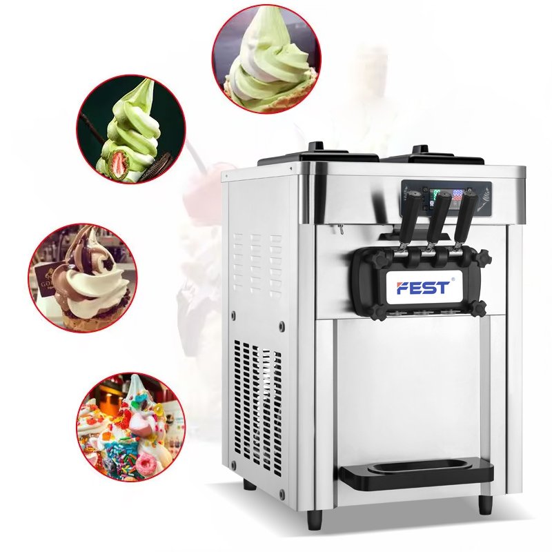 Auto Large Capacity 3Flavor Ice CreamMachine 22l/h Soft Ice Cream VendingMachine Continuous18 Restaurant Ice Cream Cones Machine