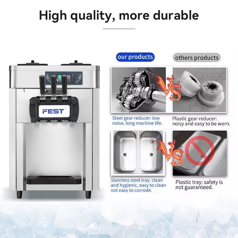 Auto Large Capacity 3Flavor Ice CreamMachine 22l/h Soft Ice Cream VendingMachine Continuous18 Restaurant Ice Cream Cones Machine