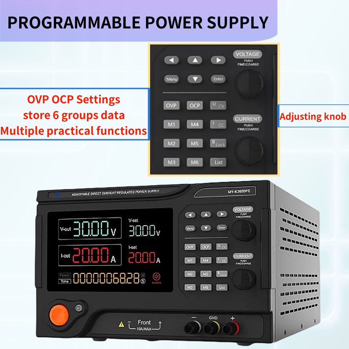 MYAMI Adjustable 120V 10A-20A-30A DC Power Supply Programmable 60V Laboratory Variable Bench Inverter for Repair