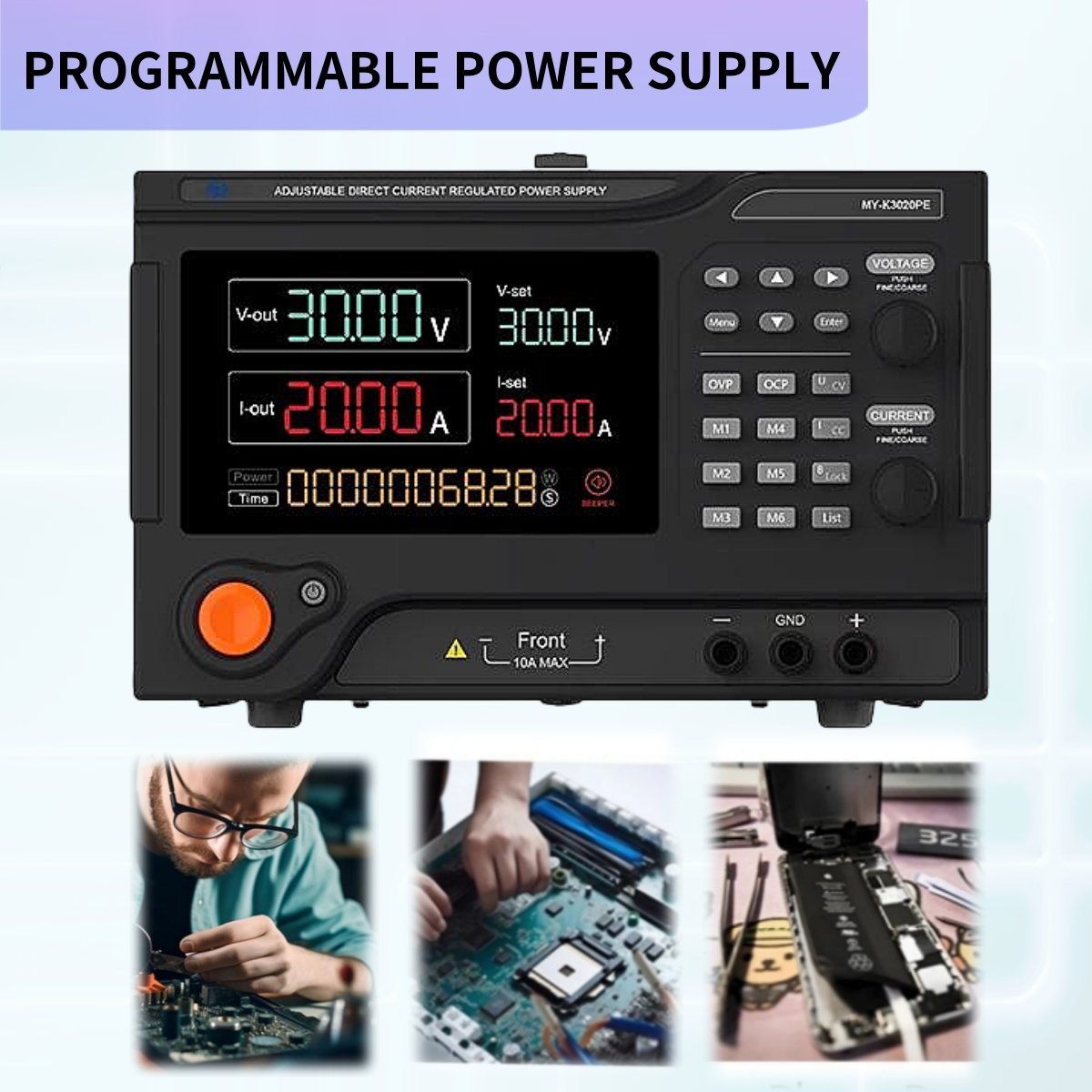 MYAMI Adjustable 120V 10A-20A-30A DC Power Supply Programmable 60V Laboratory Variable Bench Inverter for Repair