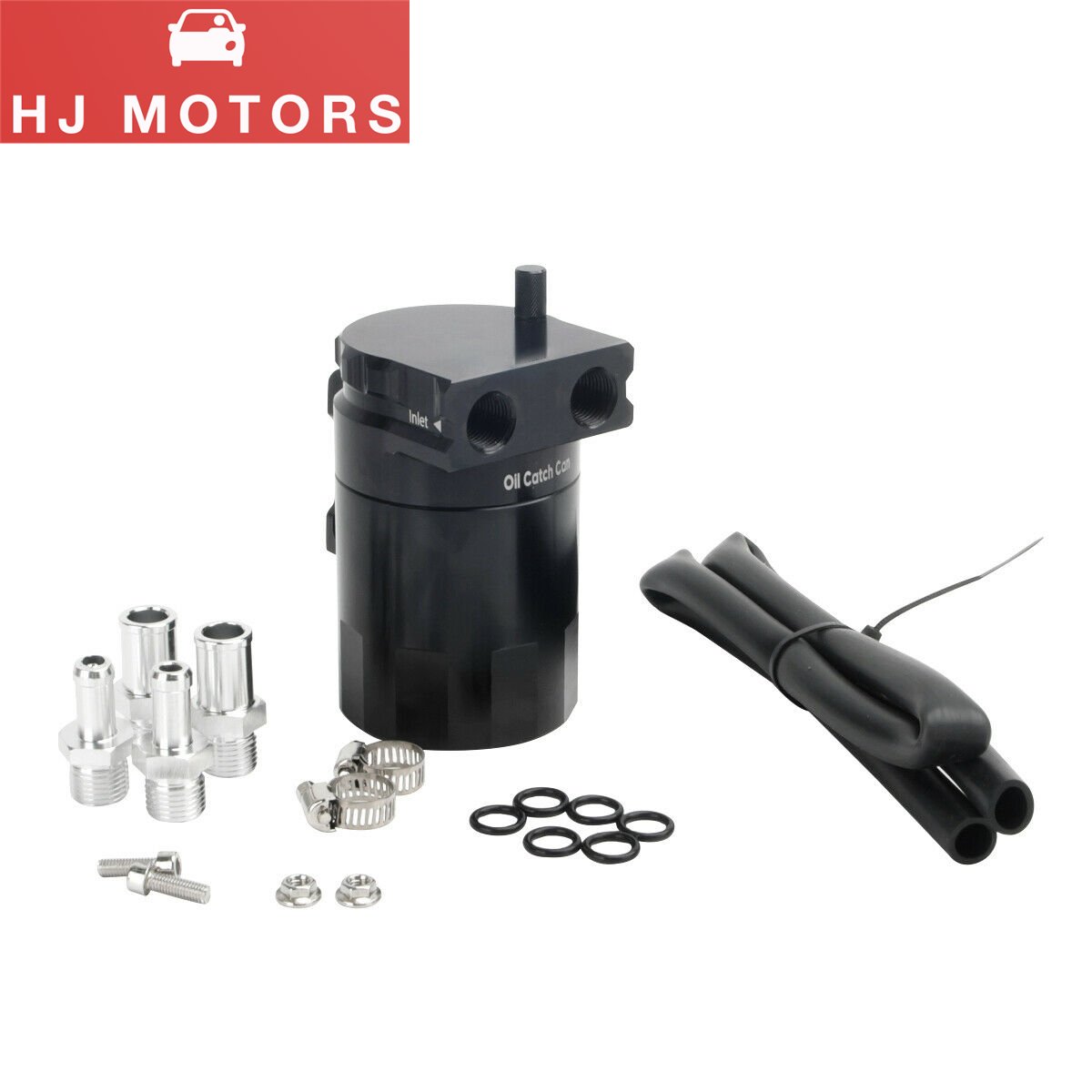 Aluminum Oil Tank Baffled Universal Oil Catch Can Reservoir Breather With Fittings Black Oil Catch Tank