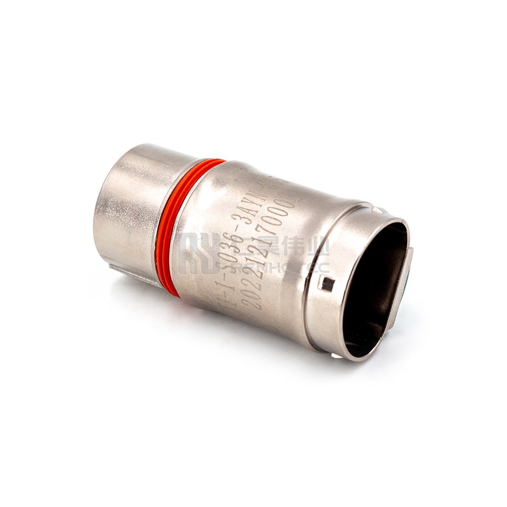 Sealed Waterproof Battery Bayonet High Voltage Auto for EV System 2pin 6mm Plastic Straight Socket Rear Mount Hvil Connectors