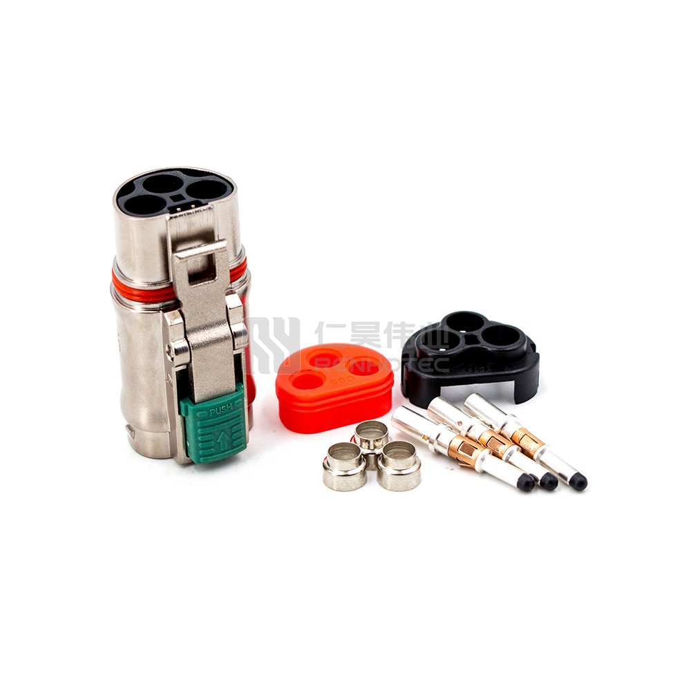 Sealed Waterproof Battery Bayonet High Voltage Auto for EV System 2pin 6mm Plastic Straight Socket Rear Mount Hvil Connectors