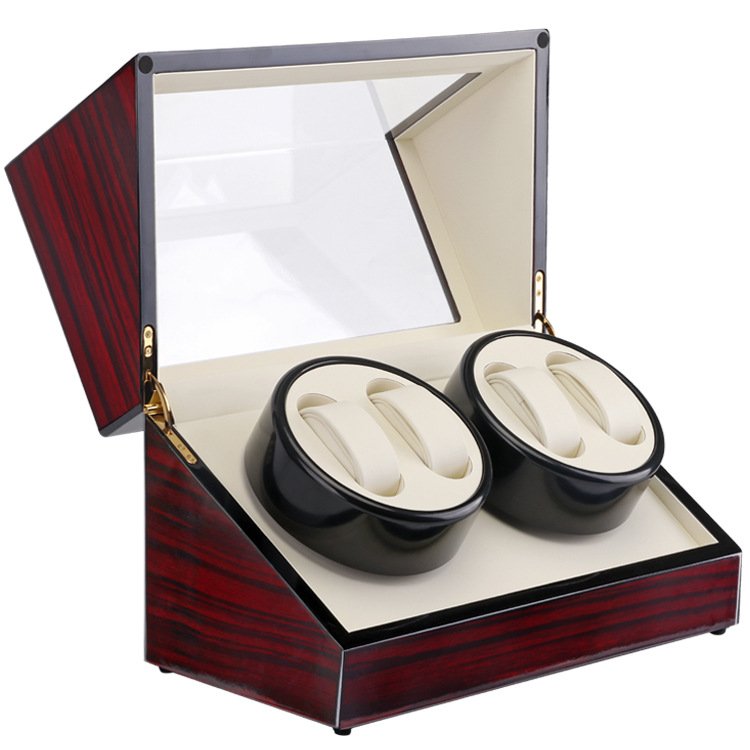Auto Wooden Watch Winder Watch Storage Box Winder Case Transparent Cover Wristwatch Box Motor with US/EU Plug