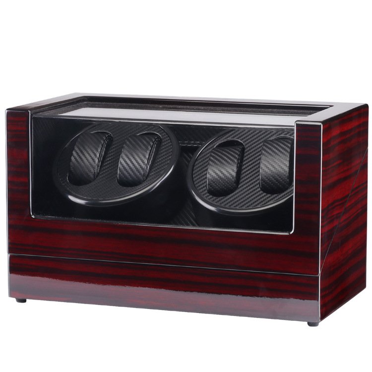 Auto Wooden Watch Winder Watch Storage Box Winder Case Transparent Cover Wristwatch Box Motor with US/EU Plug