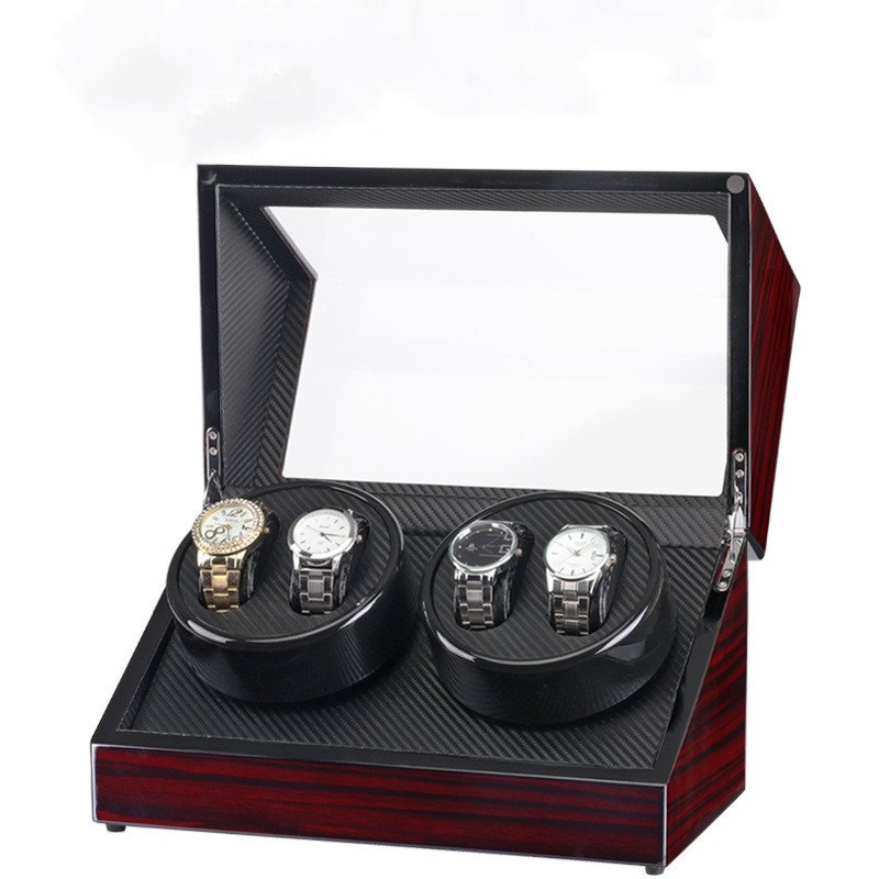 Auto Wooden Watch Winder Watch Storage Box Winder Case Transparent Cover Wristwatch Box Motor with US/EU Plug