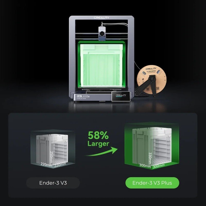 Creality Ender-3 V3 Plus 3D Printer Machine Large 300x300x330mm Build Volume, 600mm/s Speed, Dual YAxis Motors