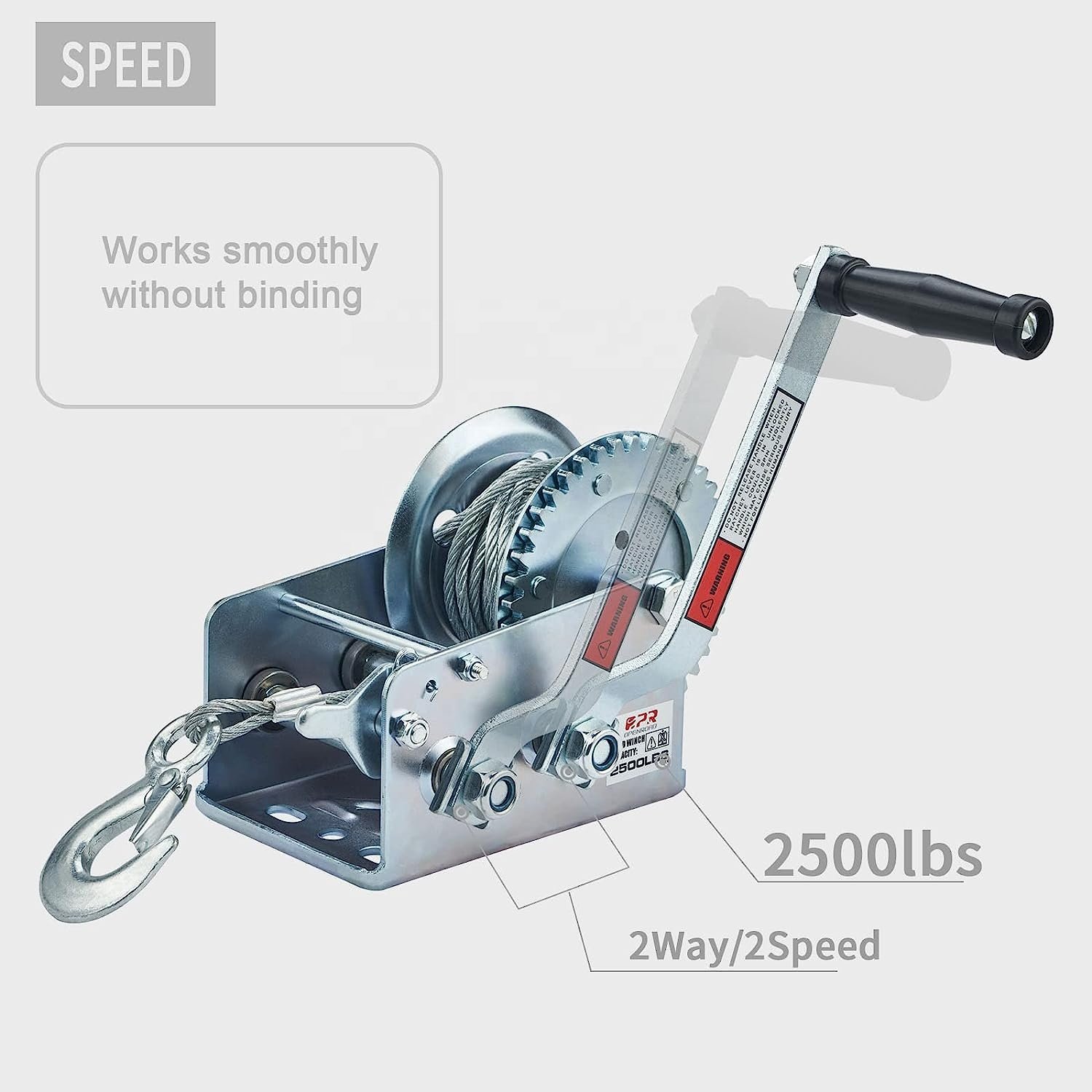2000 Lbs Boat Winch Hand Winch with Two Way Ratchet Marine Winch