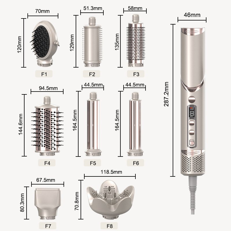 8 in 1 Multi Styler Hair Dryer Brush Set with Folding Handle Auto Curler High Speed Dryer Hot Air Styler