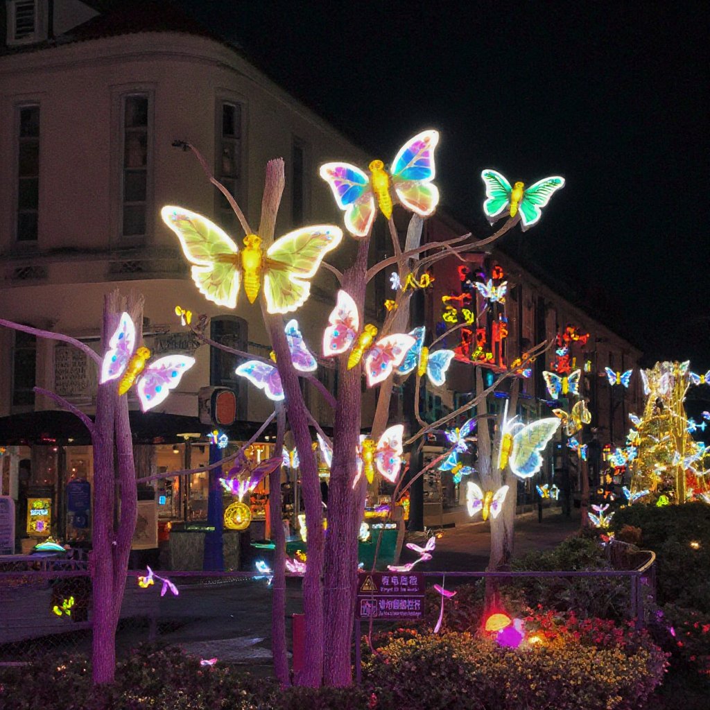 Outdoor Park Landscape Dynamics Decorations Animated Wings Led Moving Butterfly Flapping Decorative Lights for Christmas