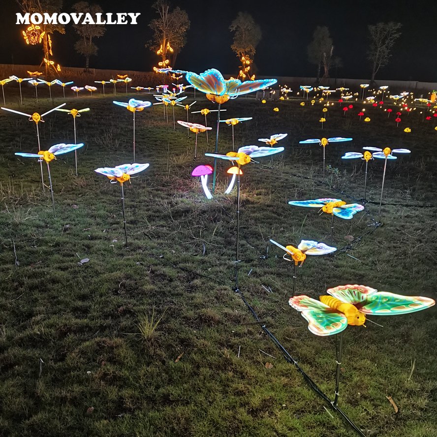 Outdoor Park Landscape Dynamics Decorations Animated Wings Led Moving Butterfly Flapping Decorative Lights for Christmas